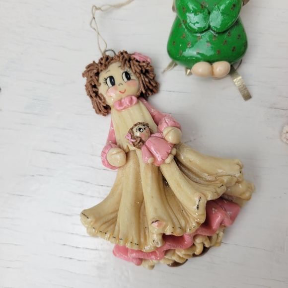 Vintage Christmas Ornaments Handmade Salt Dough Craft Set of 5 signed M.L. '89 - Picture 6 of 15